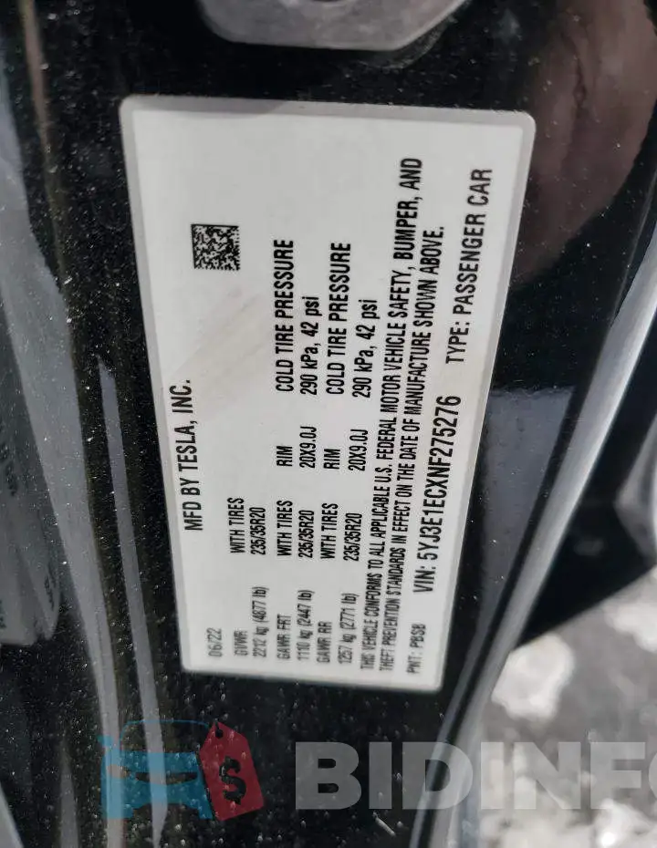 5YJ3E1ECXNF275276 Photo# 12