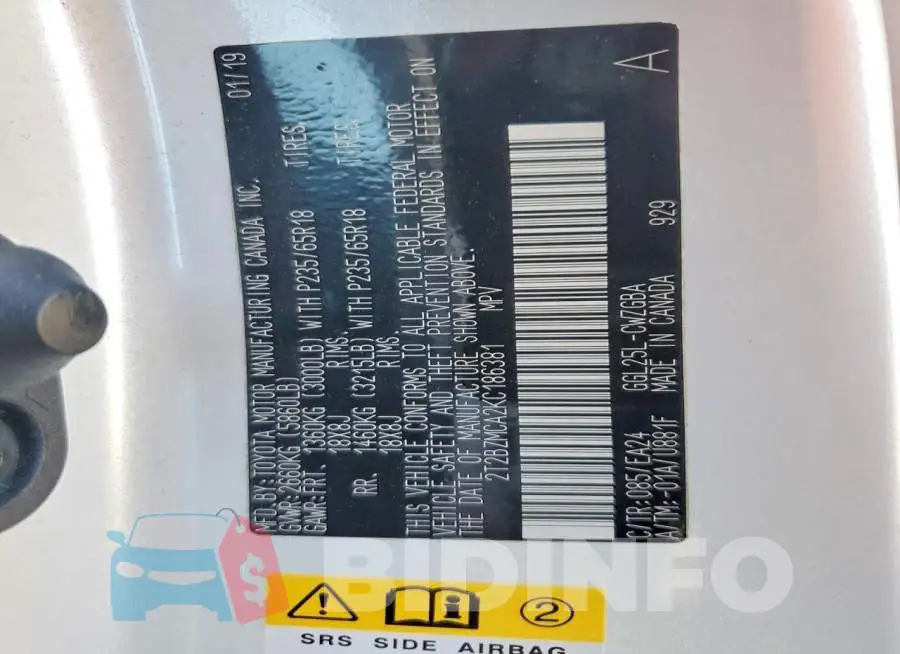2T2BZMCA2KC186381 Photo# 12