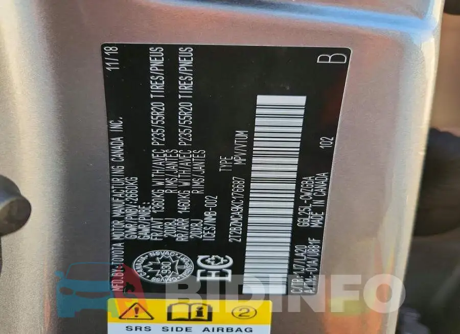 2T2BZMCA9KC176687 Photo# 13