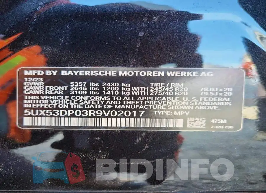 5UX53DP03R9V02017 Photo# 14