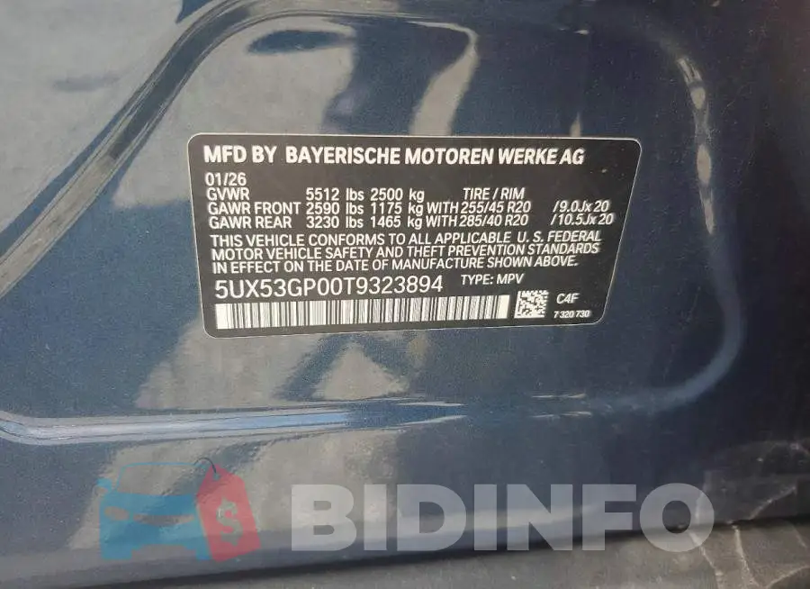 5UX53GP00T9323894 Photo# 13
