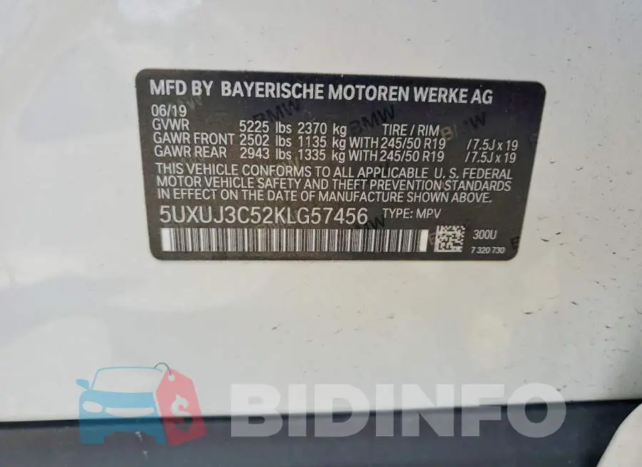 5UXUJ3C52KLG57456 Photo# 12