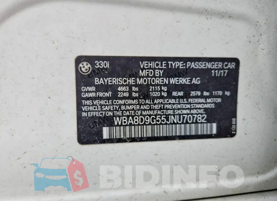 WBA8D9G55JNU70782 Photo# 13