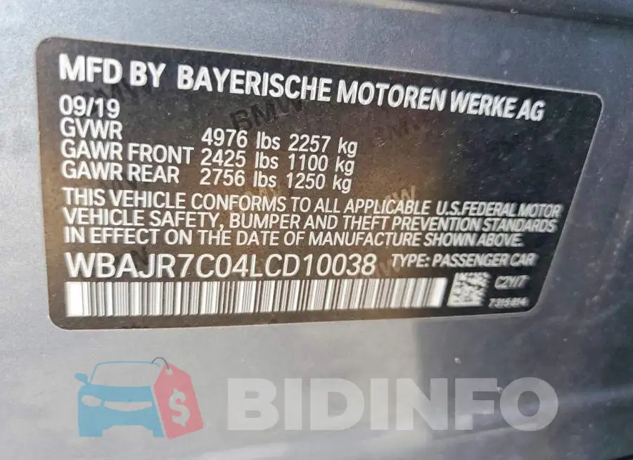 WBAJR7C04LCD10038 Photo# 12