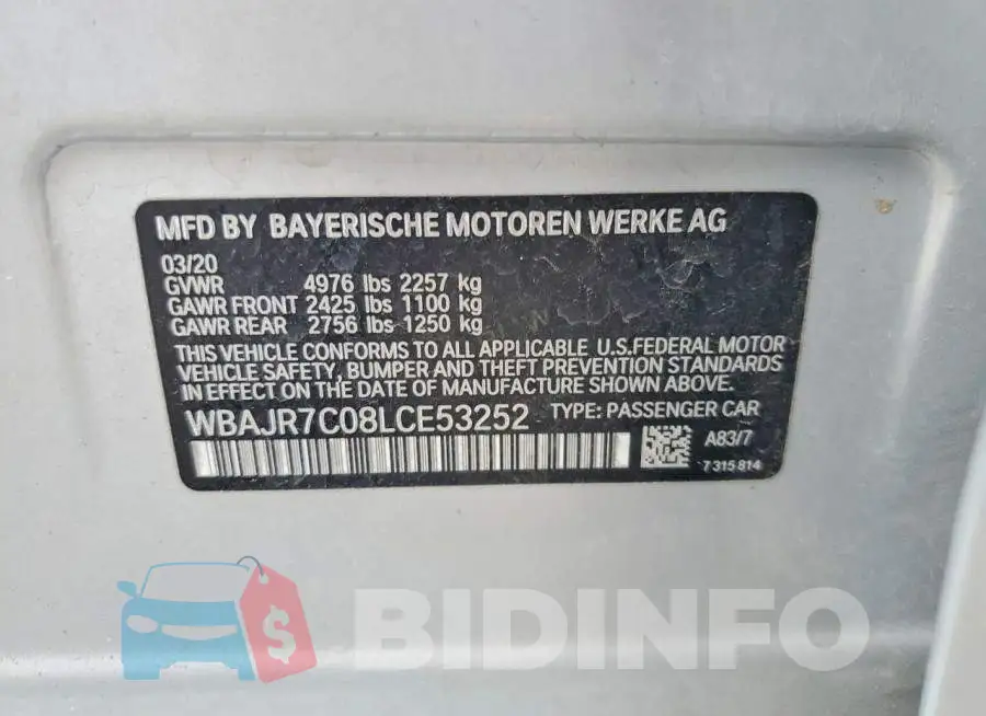 WBAJR7C08LCE53252 Photo# 12