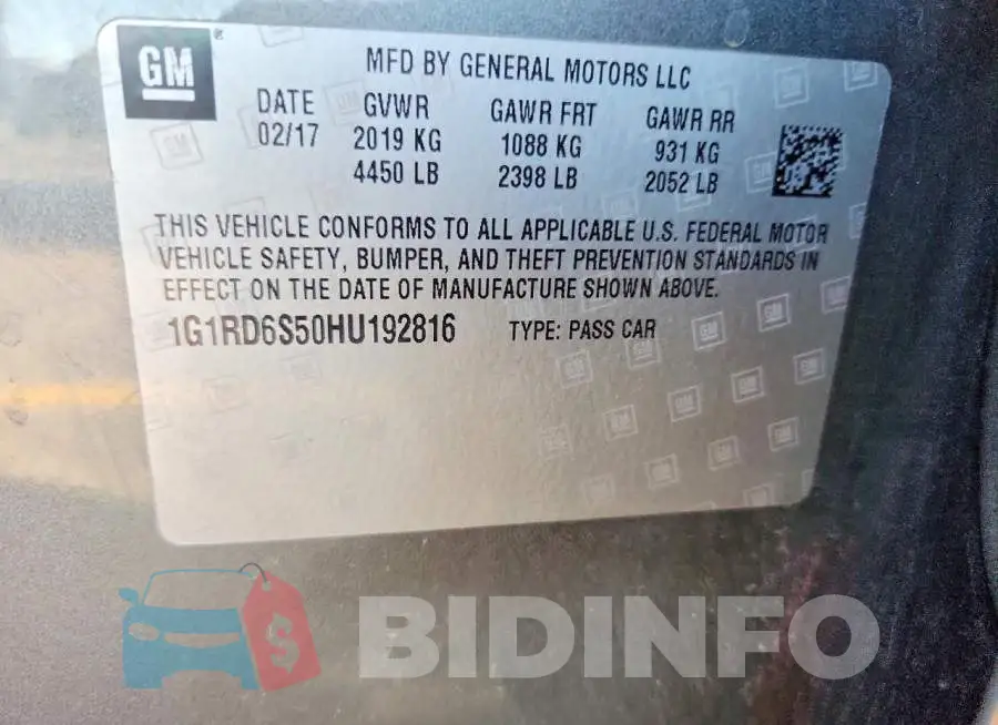 1G1RD6S50HU192816 Photo# 12
