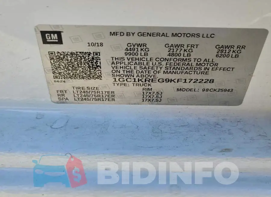 1GC1KREG9KF172228 Photo# 13