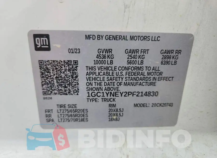 1GC1YNEY2PF214830 Photo# 12
