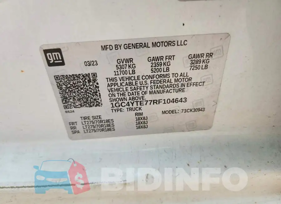 1GC4YTE77RF104643 Photo# 12
