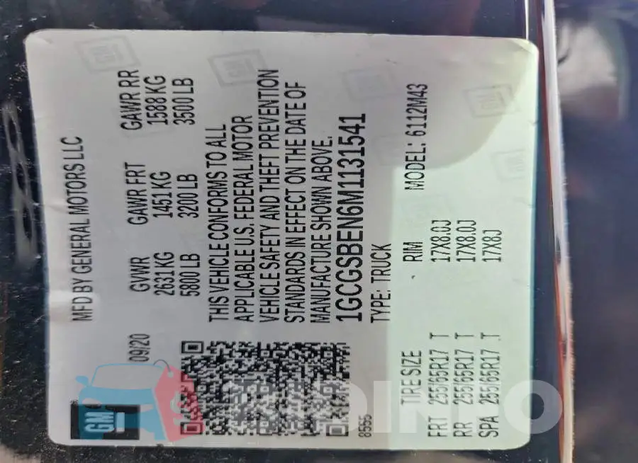 1GCGSBEN6M1131541 Photo# 12