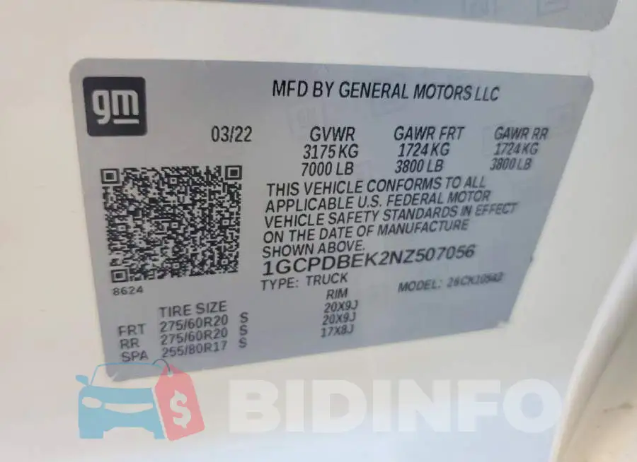 1GCPDBEK2NZ507056 Photo# 12