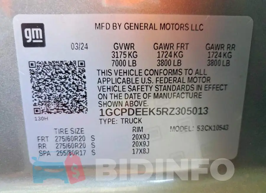 1GCPDEEK5RZ305013 Photo# 12