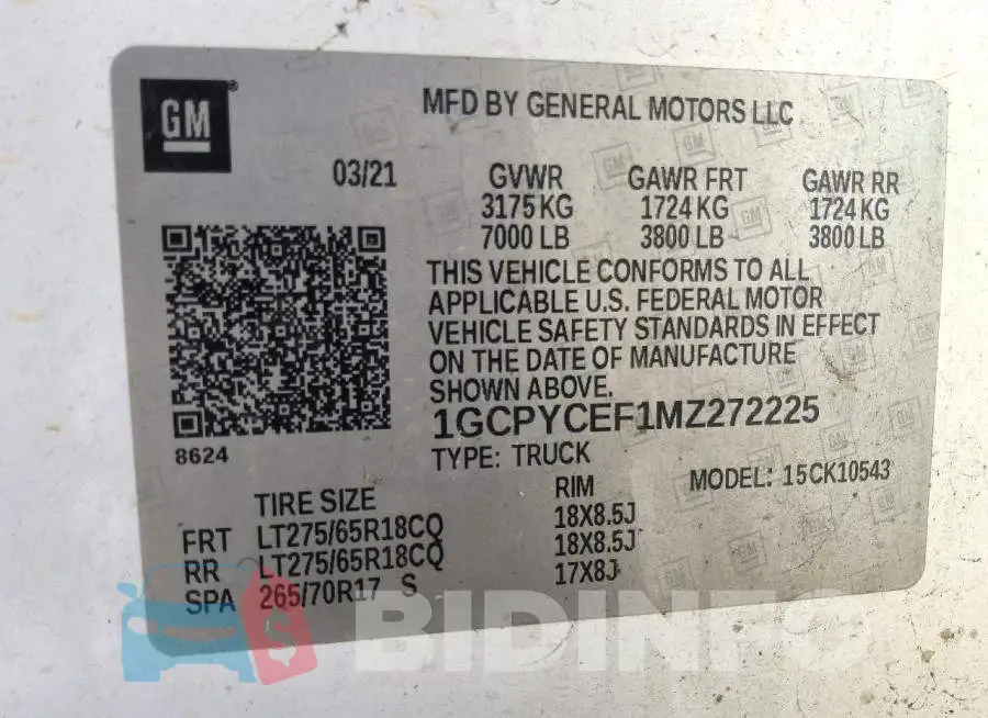 1GCPYCEF1MZ272225 Photo# 12