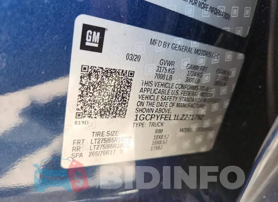 1GCPYFEL1LZ271792 Photo# 12