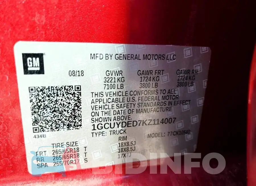 1GCUYDED7KZ114007 Photo# 12