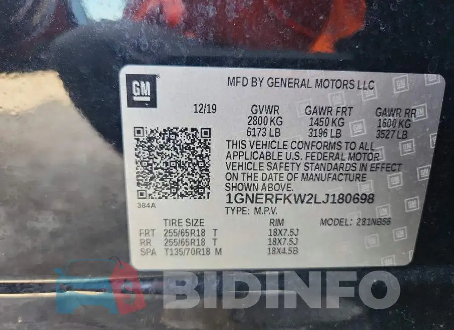1GNERFKW2LJ180698 Photo# 13