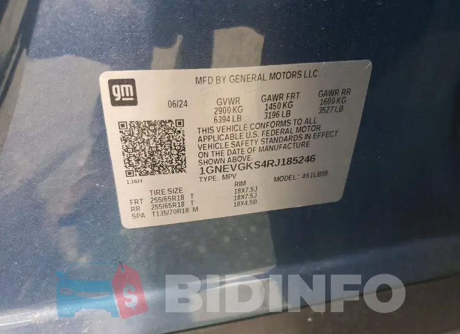 1GNEVGKS4RJ185246 Photo# 13
