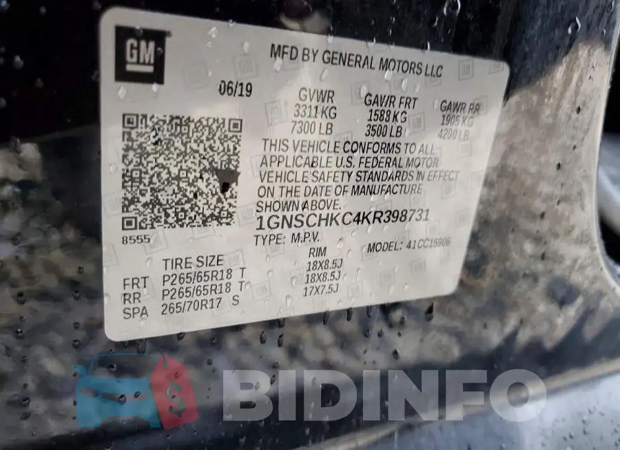 1GNSCHKC4KR398731 Photo# 14
