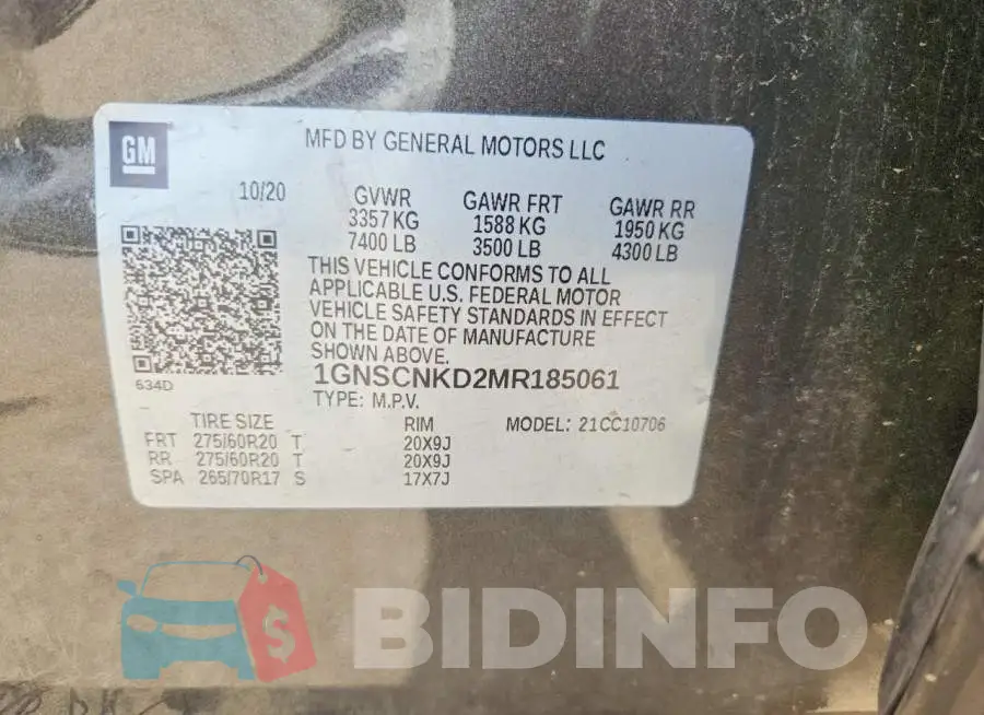 1GNSCNKD2MR185061 Photo# 14