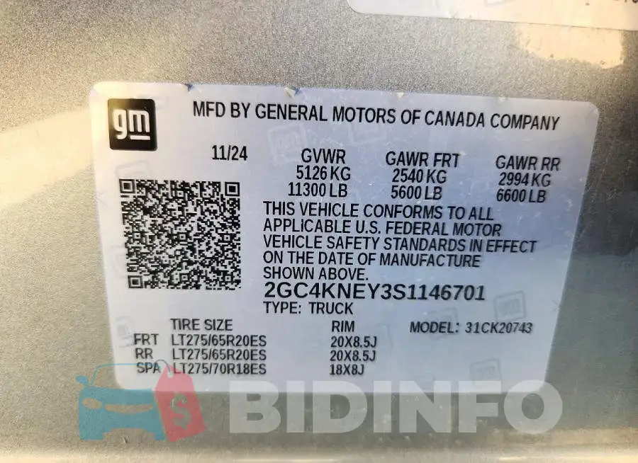 2GC4KNEY3S1146701 Photo# 12