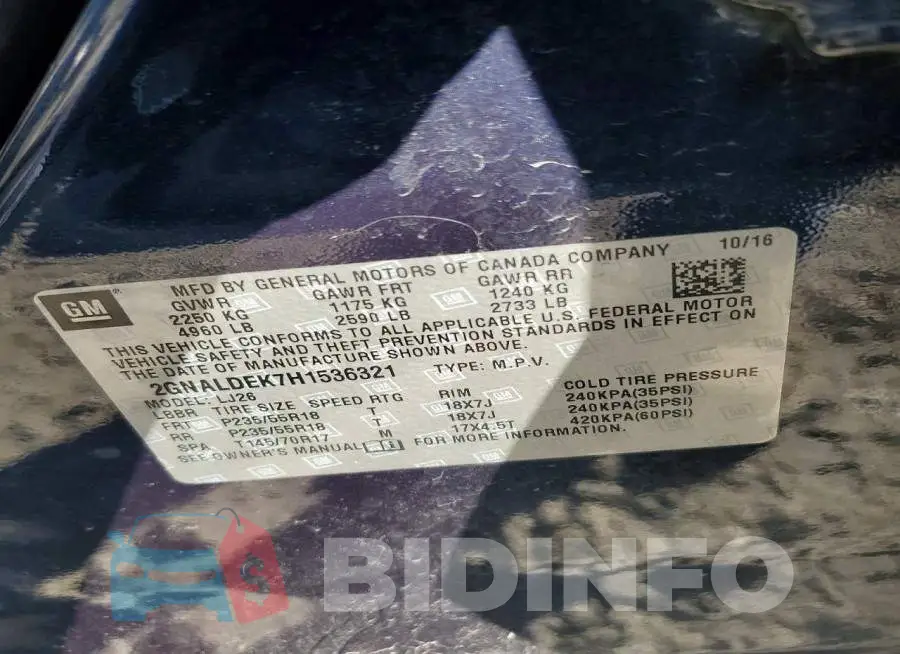 2GNALDEK7H1536321 Photo# 13