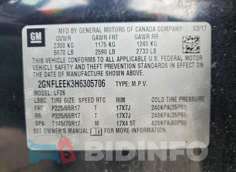 2GNFLEEK3H6305706 Photo# 13