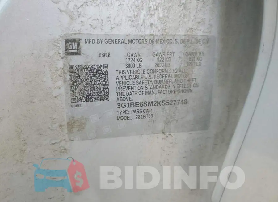 3G1BE6SM2KS527748 Photo# 13