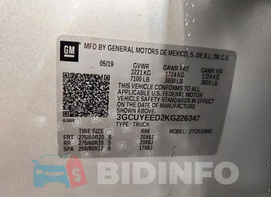 3GCUYEED2KG226347 Photo# 12