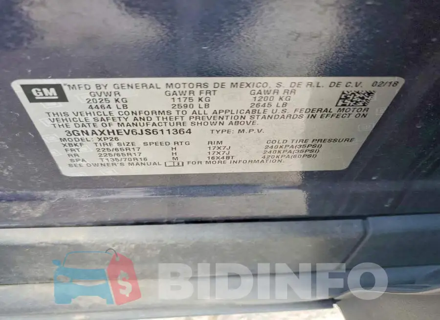 3GNAXHEV6JS611364 Photo# 13