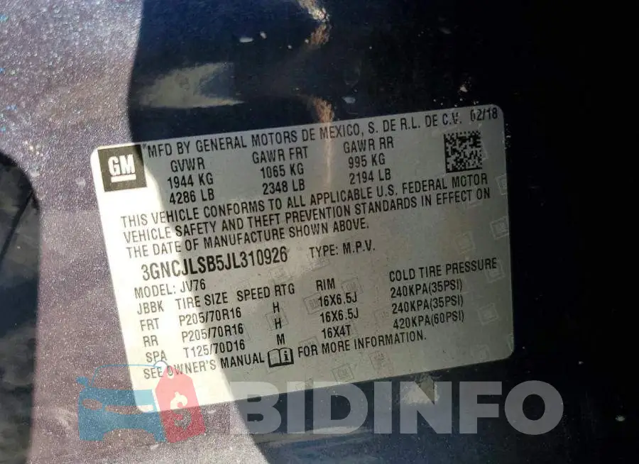 3GNCJLSB5JL310926 Photo# 13