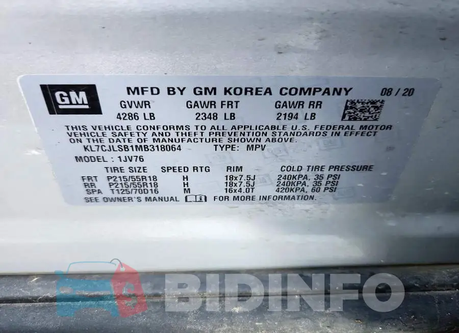 KL7CJLSB1MB318064 Photo# 13