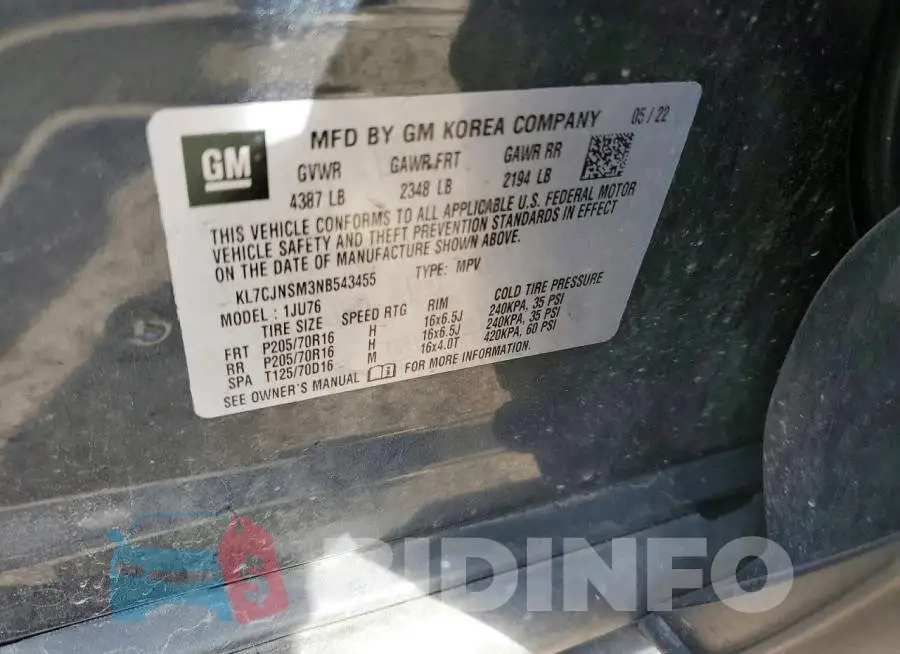 KL7CJNSM3NB543455 Photo# 13