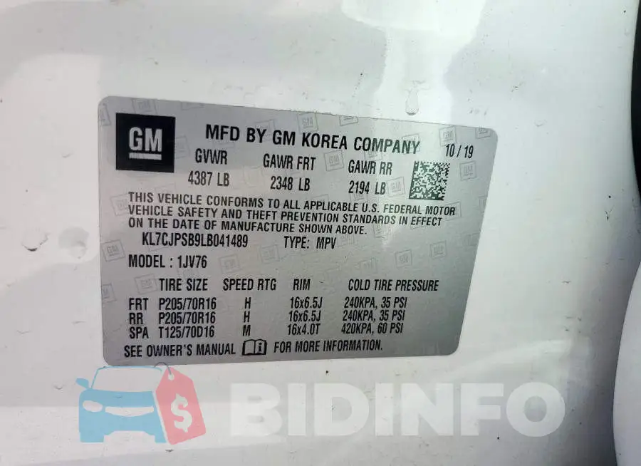 KL7CJPSB9LB041489 Photo# 14