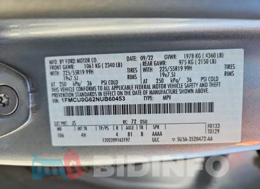 1FMCU0G62NUB60453 Photo# 13