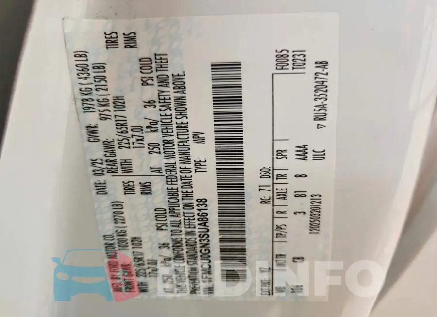 1FMCU0GN3SUA86138 Photo# 14