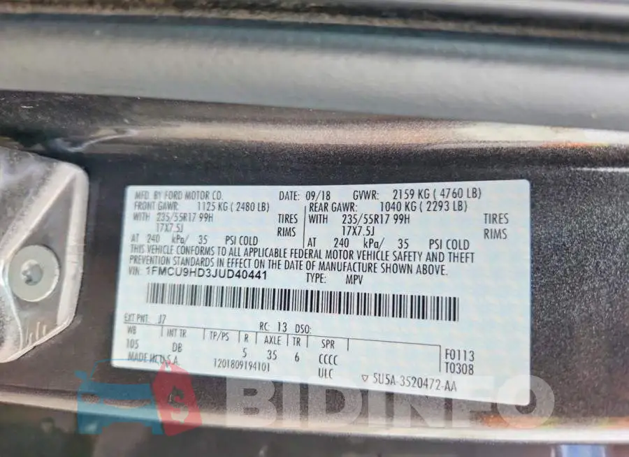 1FMCU9HD3JUD40441 Photo# 13