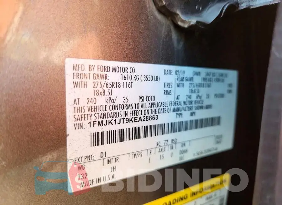 1FMJK1JT9KEA28863 Photo# 13