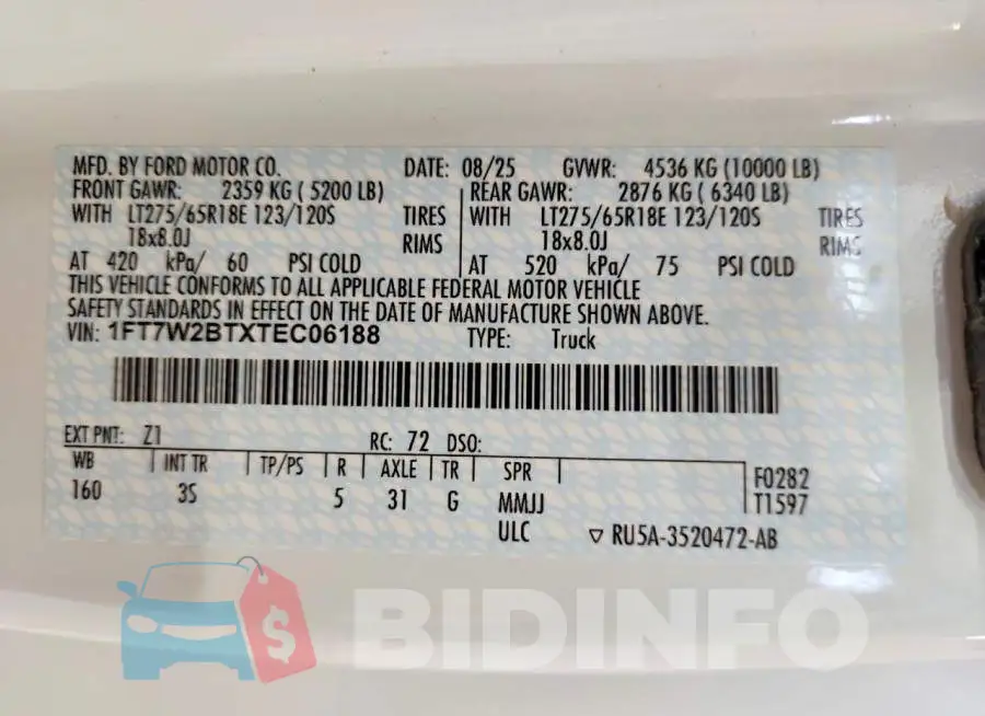 1FT7W2BTXTEC06188 Photo# 13