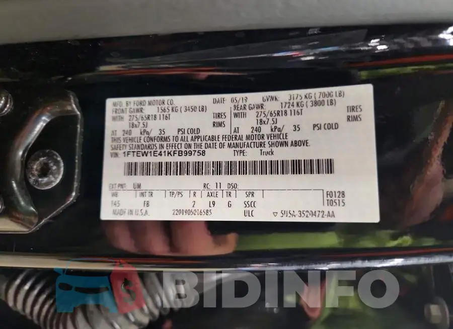 1FTEW1E41KFB99758 Photo# 12