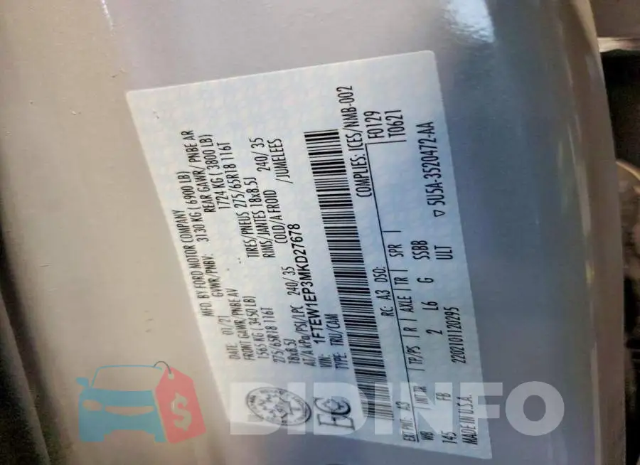 1FTEW1EP3MKD27678 Photo# 13