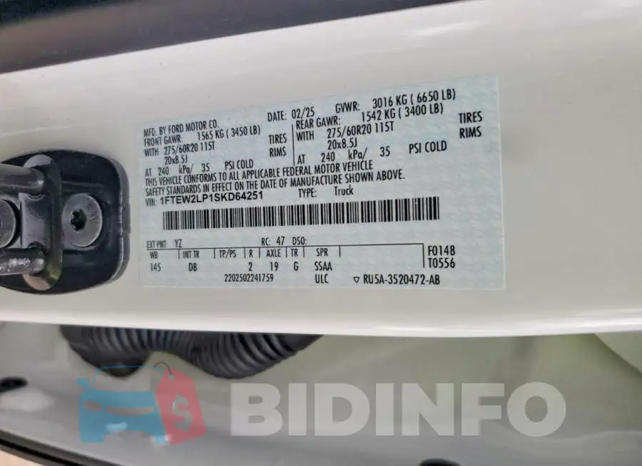 1FTEW2LP1SKD64251 Photo# 13