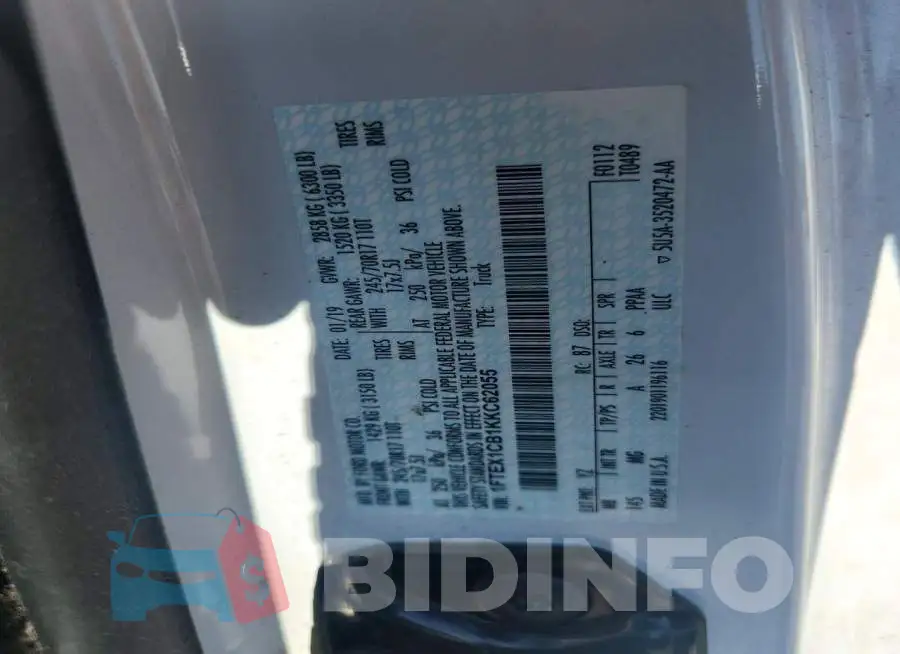 1FTEX1CB1KKC62055 Photo# 12
