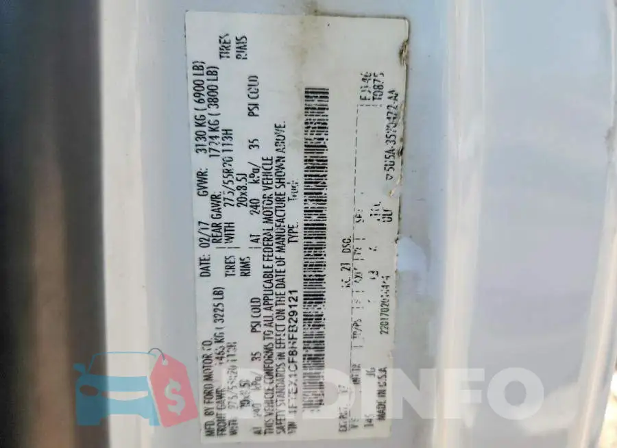 1FTEX1CF8HFB29121 Photo# 13