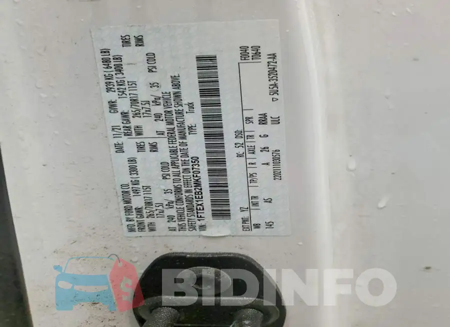 1FTEX1EB2MKF07350 Photo# 12