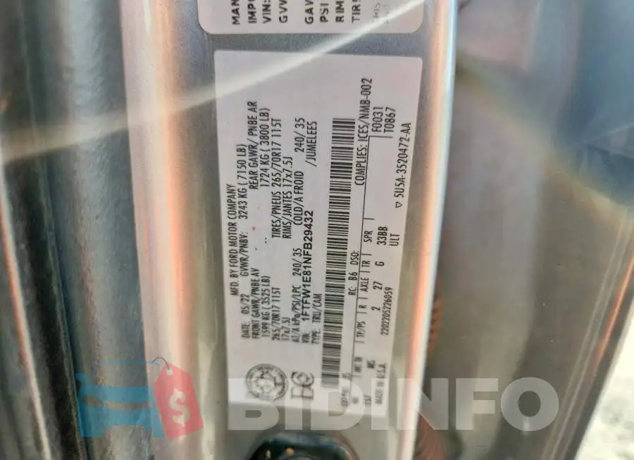 1FTFW1E81NFB29432 Photo# 12