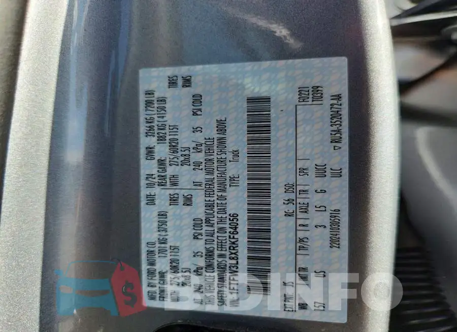 1FTFW3L8XRKF64056 Photo# 12