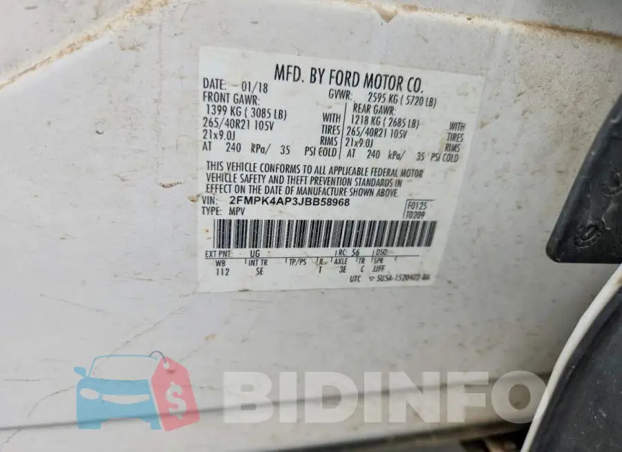 2FMPK4AP3JBB58968 Photo# 12