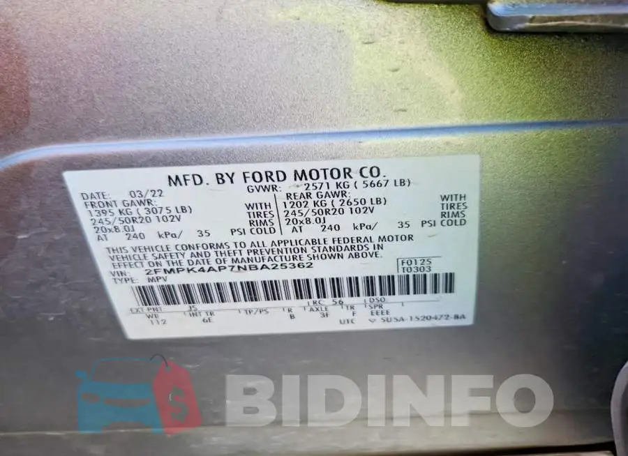 2FMPK4AP7NBA25362 Photo# 13
