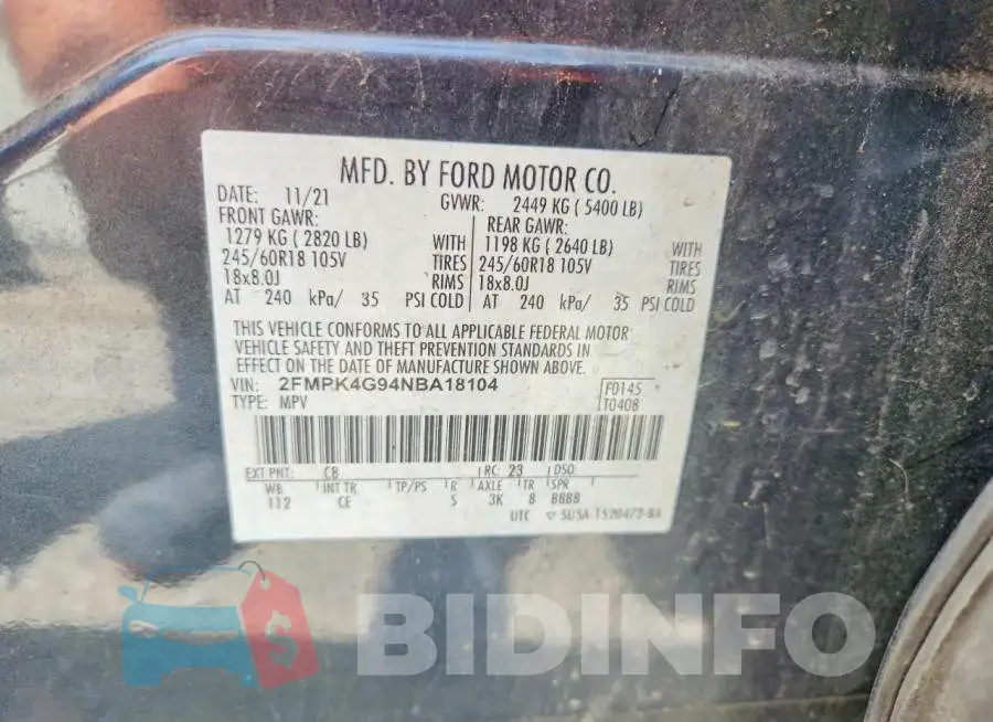 2FMPK4G94NBA18104 Photo# 14