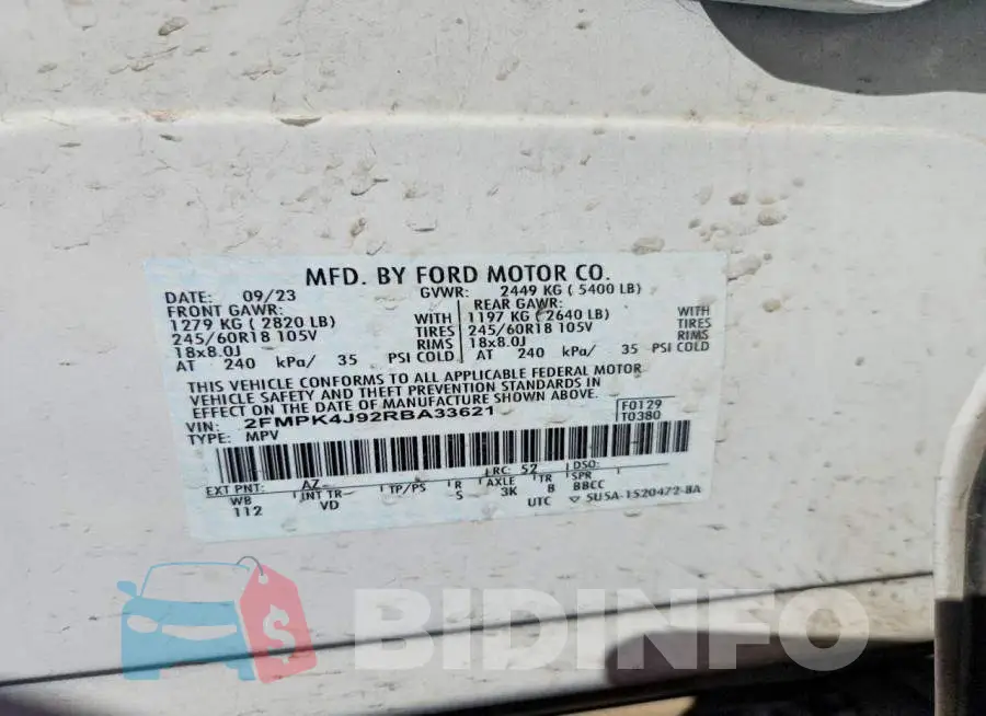 2FMPK4J92RBA33621 Photo# 14